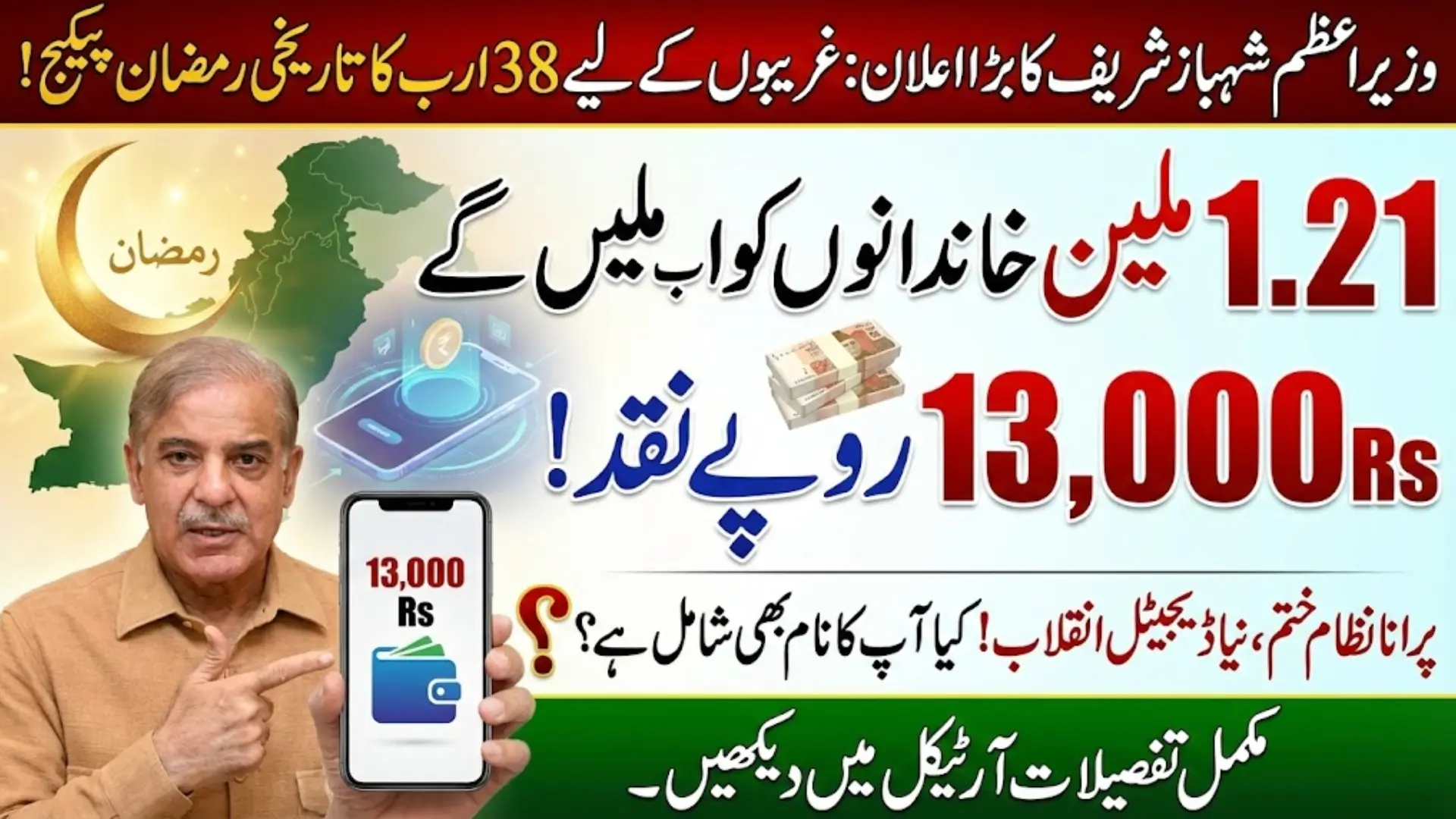 PM Ramazan Relief Package 2026: Rs. 38 Billion Announced to Distribute Rs. 13,000 Per Family to 1.21 Million Households