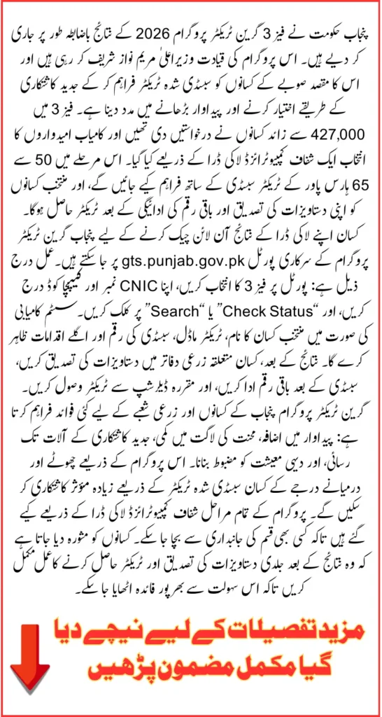 Phase 3 Green Tractor Program Lucky Draw Results Announced – Here is How Farmers Can Check Their Status Online 2026